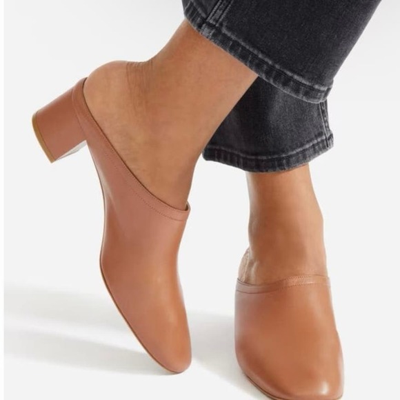 Everlane Women’s Tan Leather Day Heel Slip On Mule Minimalist Neutral - Picture 2 of 10